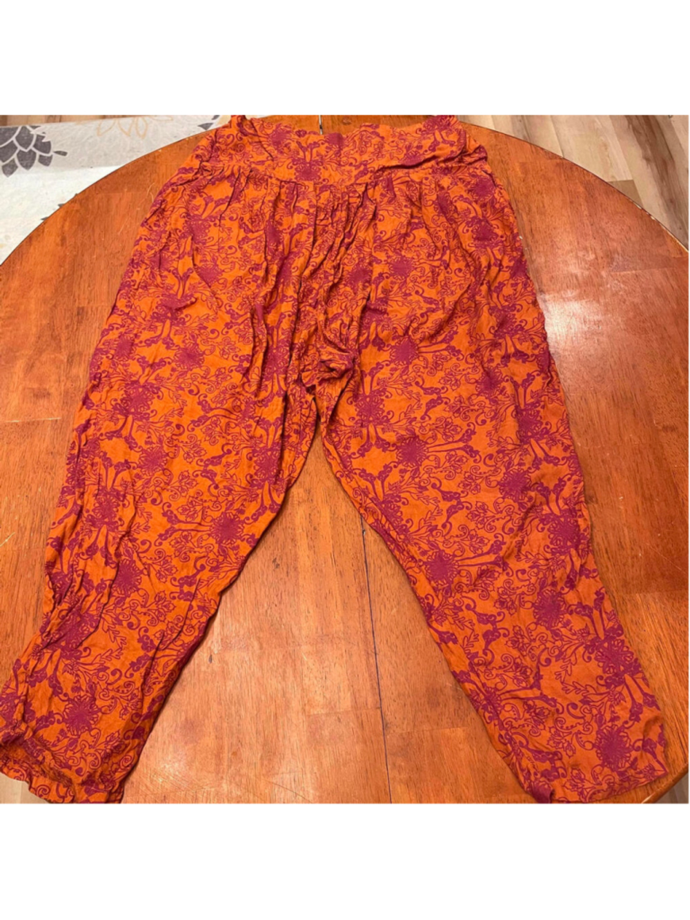 Free People Orange and Purple Patterned Casual Pants, Size M